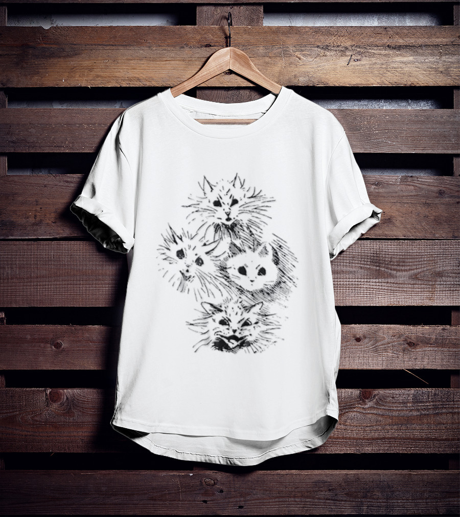 Four Cats Dynamic Black Sketch T-Shirt