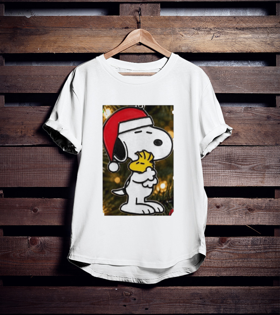 Snoopy Woodstock Christmas Hugging Best Holiday Gift Peanuts T-Shirt