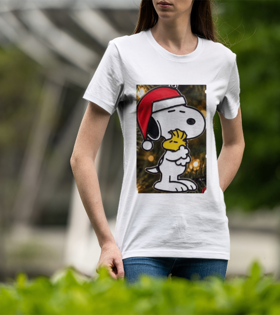 Snoopy Woodstock Christmas Hugging Best Holiday Gift Peanuts T-Shirt