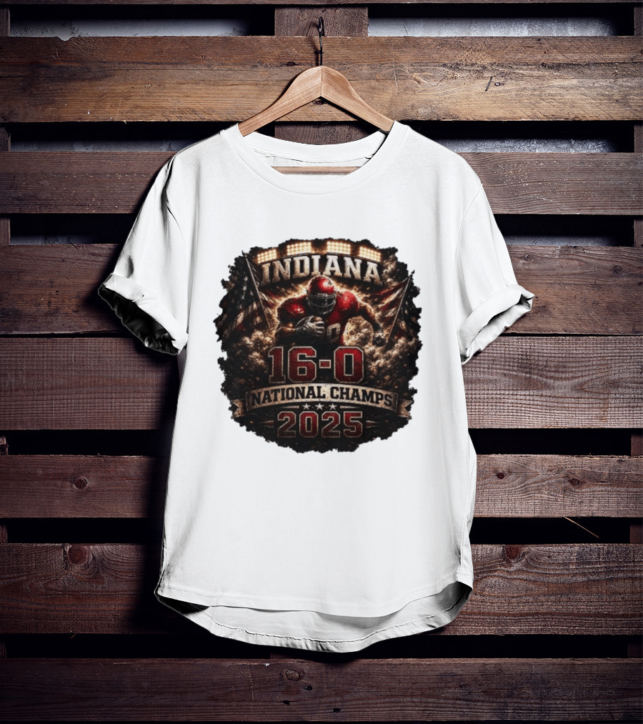 Indiana 16 0 National Champs 2025 Football Victory Celebration T-Shirt