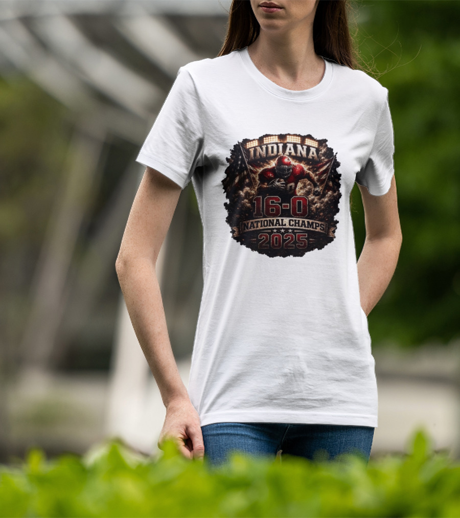 Indiana 16 0 National Champs 2025 Football Victory Celebration T-Shirt