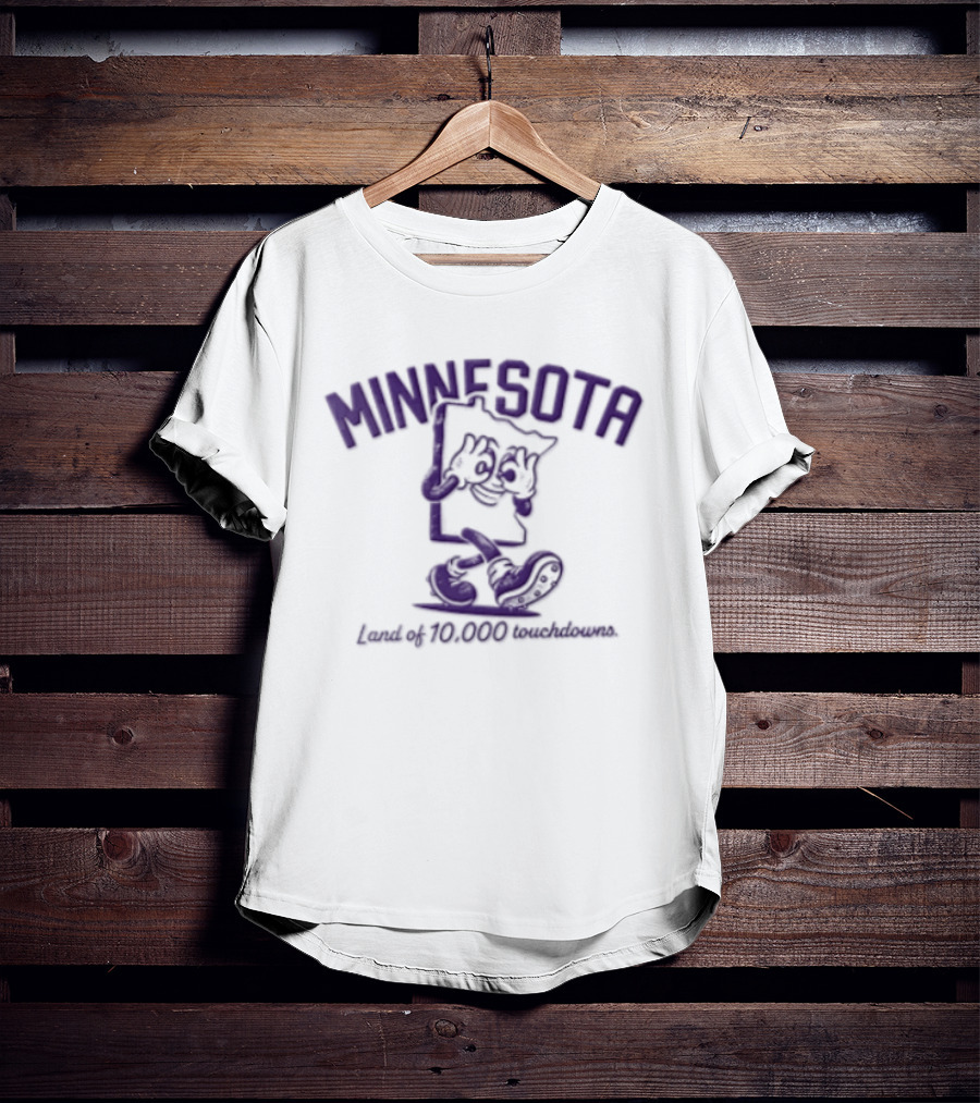 Minnesota Land Of 10000 Touchdowns Cartoon State Griddy Dance Football Cleats T-Shirt