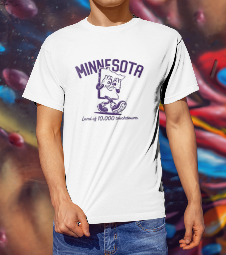 Minnesota Land Of 10000 Touchdowns Cartoon State Griddy Dance Football Cleats T-Shirt