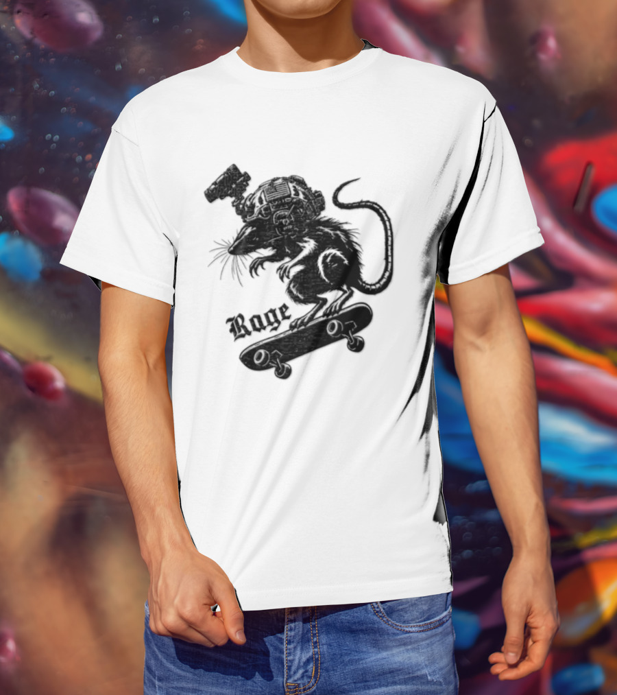 Skater Rat Tactical Helmet Night Vision Rage Skateboarding Adventure T-Shirt