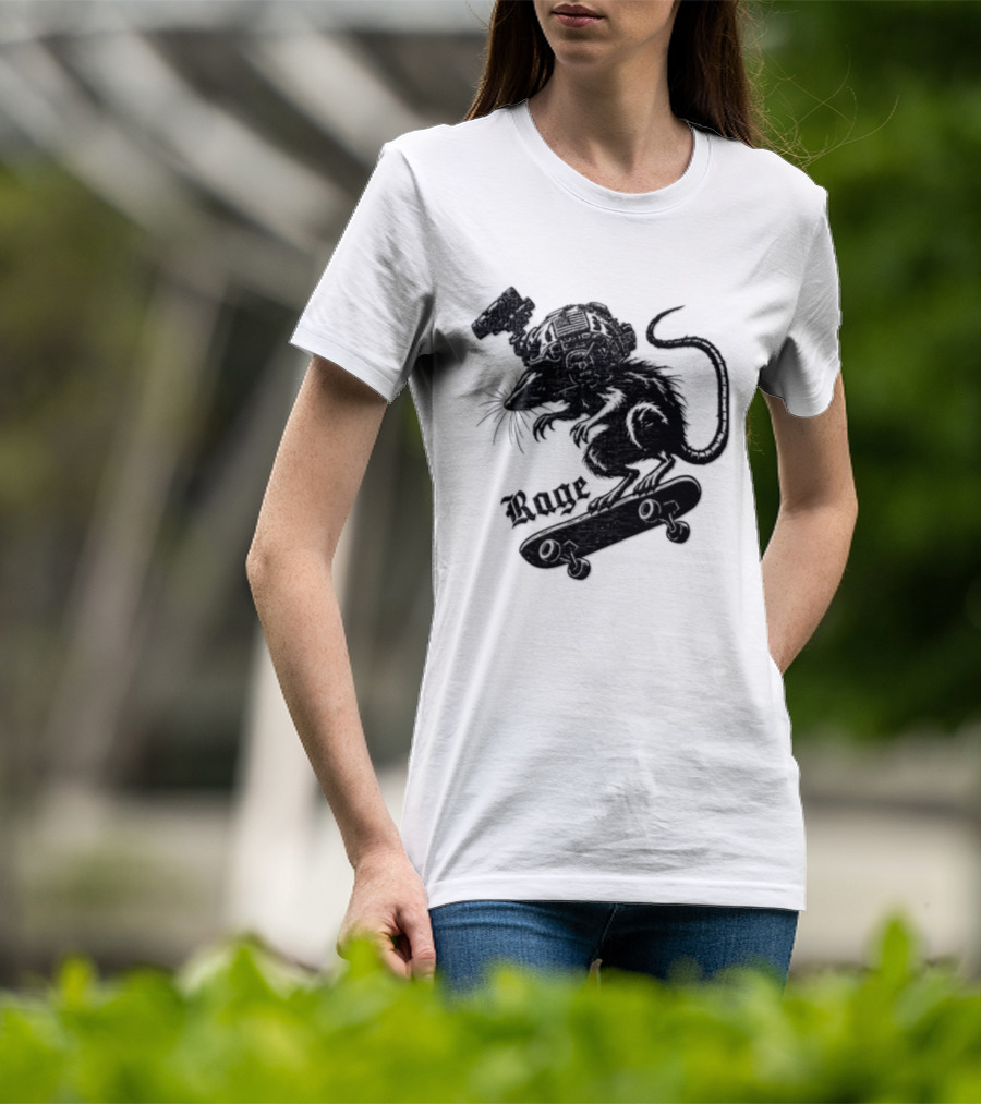 Skater Rat Tactical Helmet Night Vision Rage Skateboarding Adventure T-Shirt