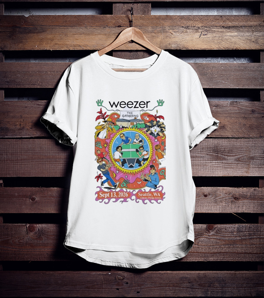 Weezer The Gathering Sept 13 2026 Seattle Climate Pledge Arena Event Collaboration T-Shirt