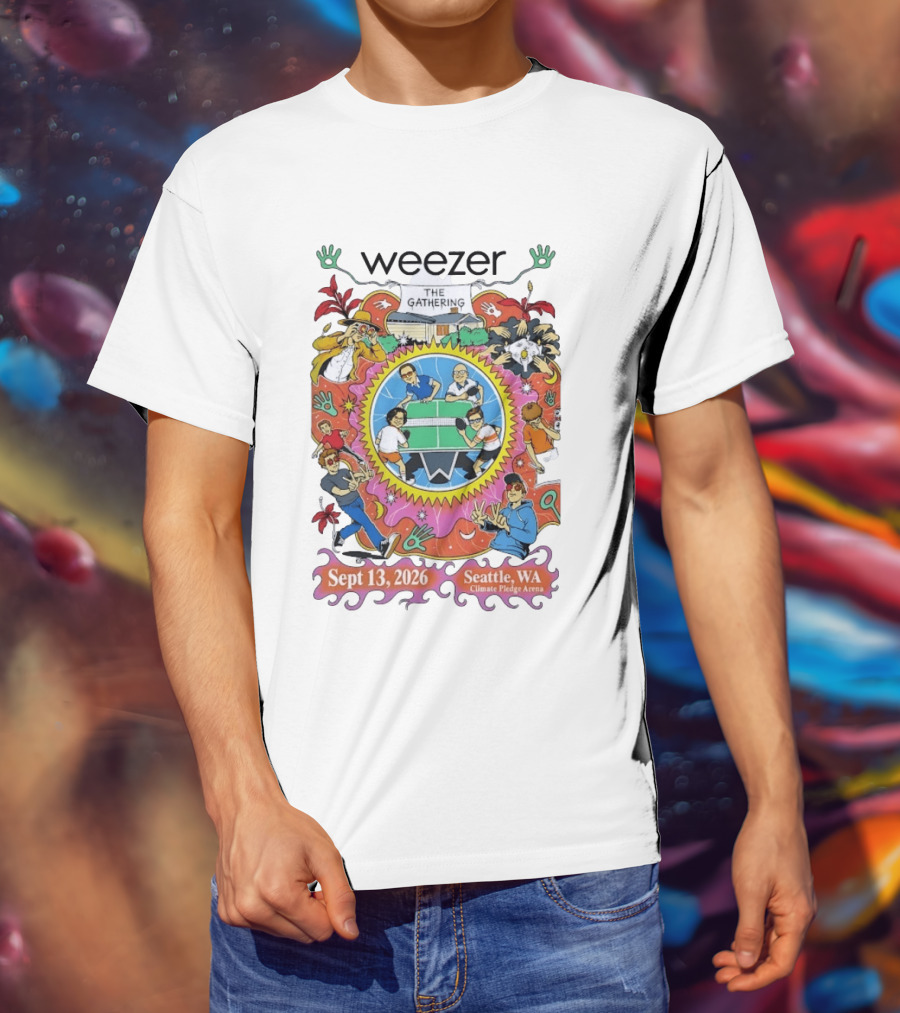 Weezer The Gathering Sept 13 2026 Seattle Climate Pledge Arena Event Collaboration T-Shirt
