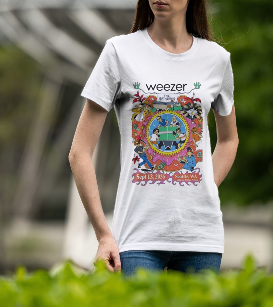 Weezer The Gathering Sept 13 2026 Seattle Climate Pledge Arena Event Collaboration T-Shirt