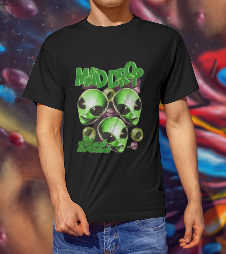 Mad Drop Aliens Space Planets Mad Brand T-Shirt