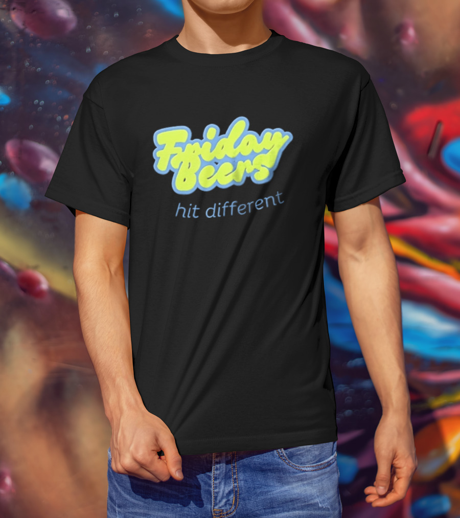 Friday Beers Hit Different Neon T-Shirt