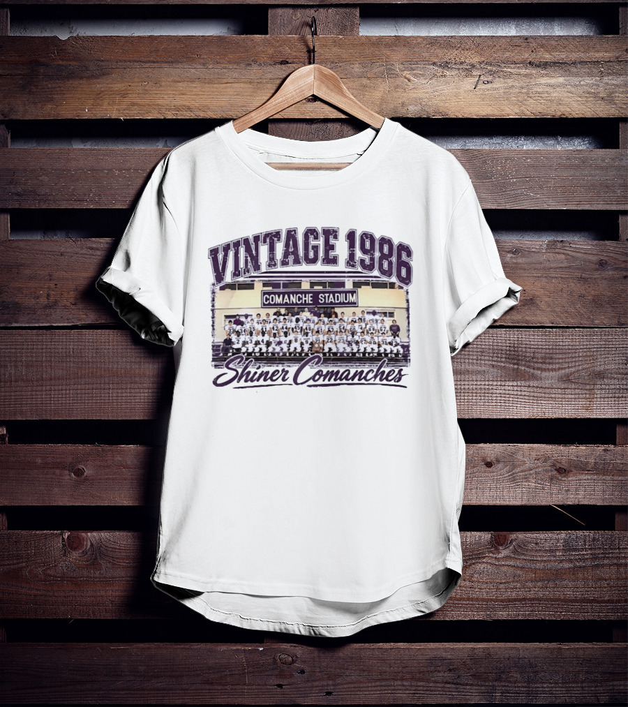 Vintage 1986 Shiner Comanches Comanche Stadium Football Champs T-Shirt