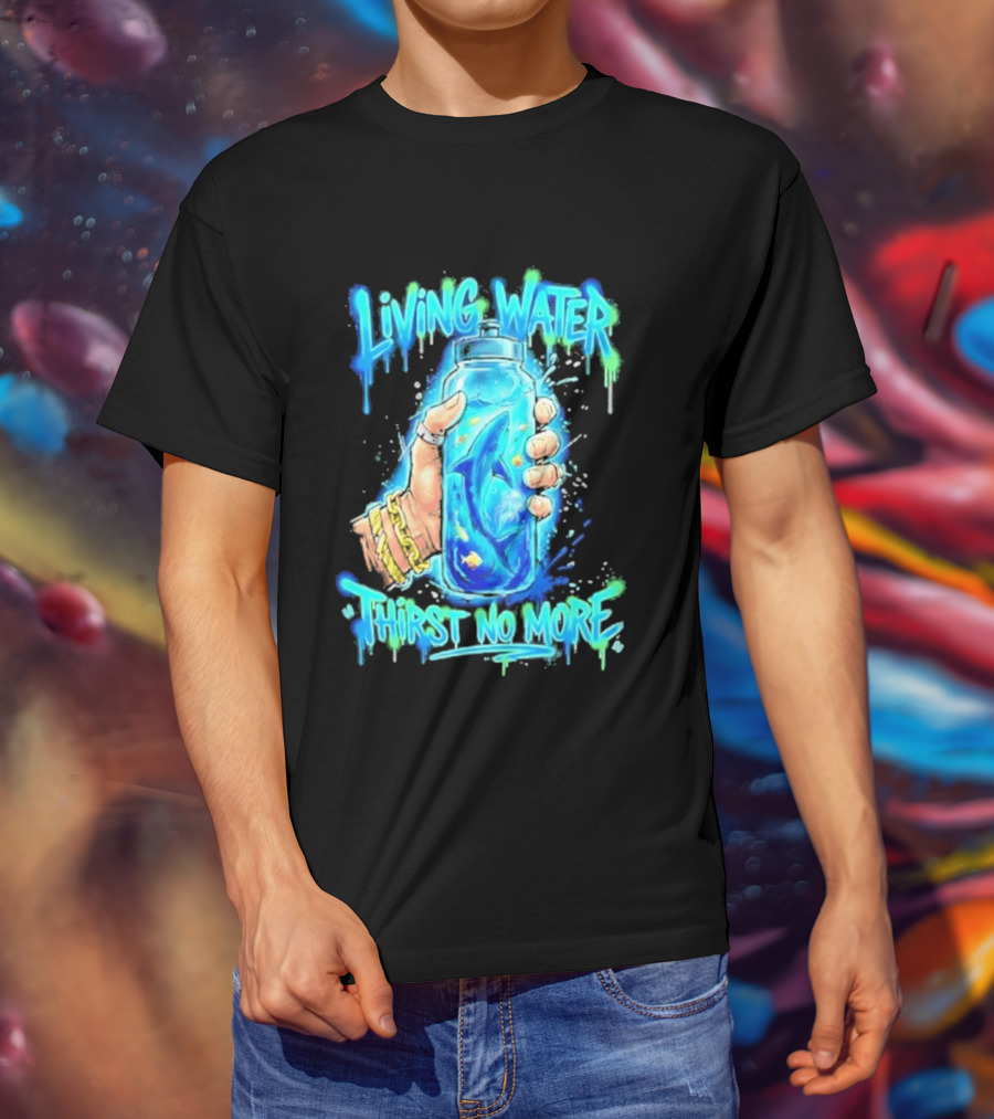Living Water Thirst No More Shark Hand Holding Water Bottle T-Shirt