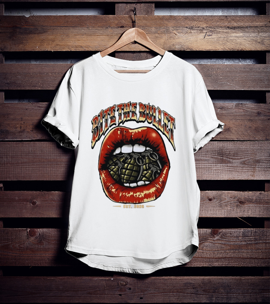 Bite The Bullet Grenade Lips Est 2026 Edgy T-Shirt
