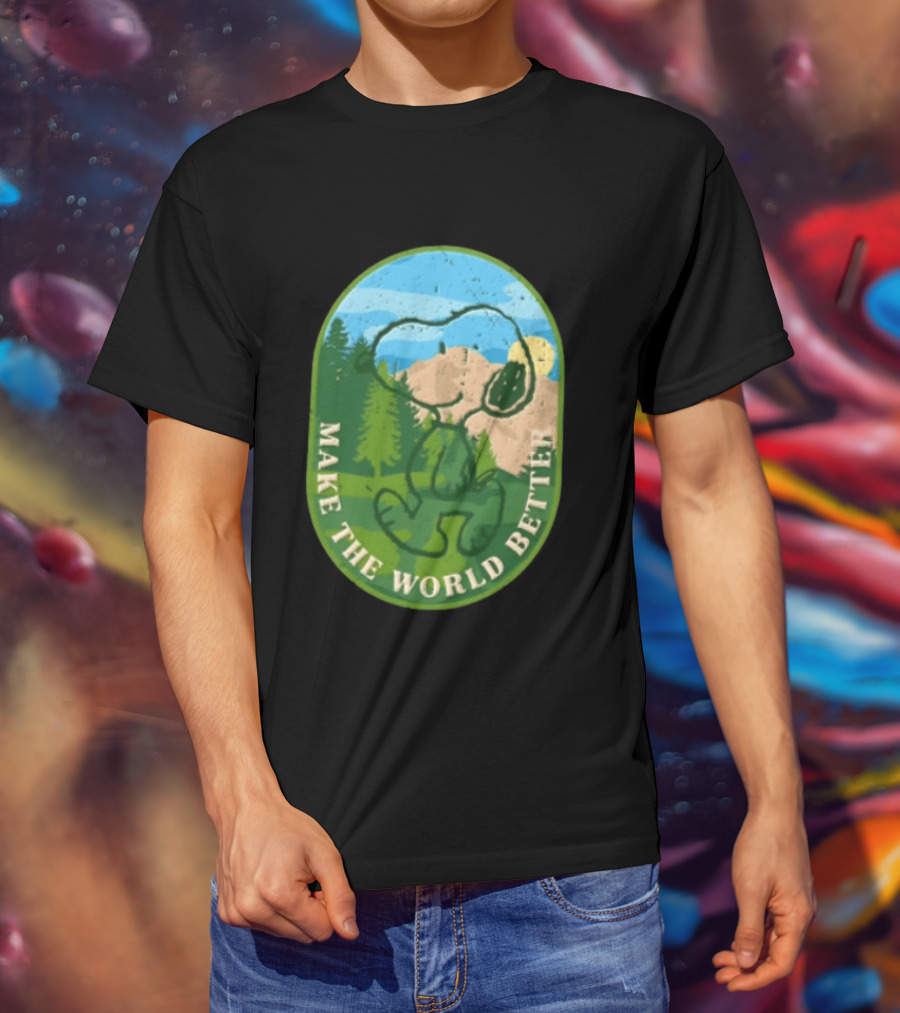Snoopy Make The World Better Mountain Forest Retro Peanuts T-Shirt