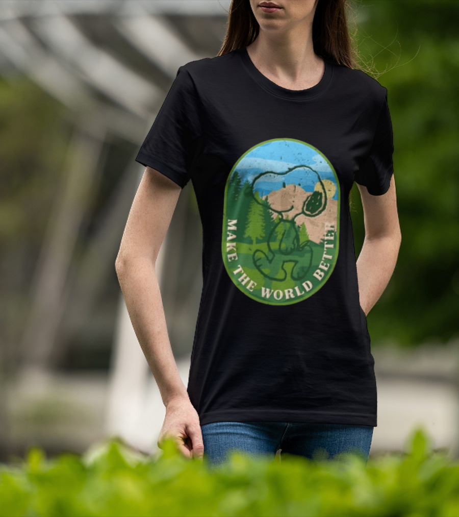 Snoopy Make The World Better Mountain Forest Retro Peanuts T-Shirt