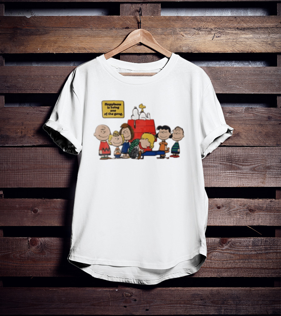 Peanuts Happiness Is Being One Of The Gang Snoopy Doghouse Schroeder Toy Piano Charles Schulz Cartoon T-Shirt