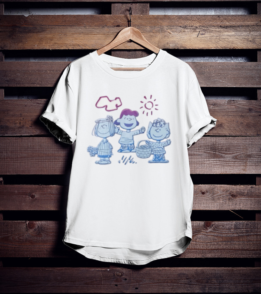 Peanuts Worldwide Easter Basket Line Cartoon Characters Sun And Clouds T-Shirt