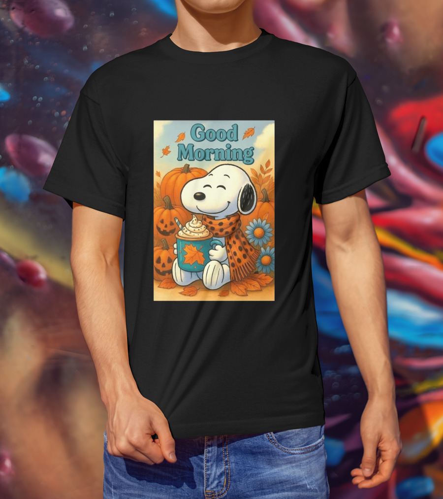 Snoopy Good Morning Autumn Pumpkin Latte Halloween T-Shirt