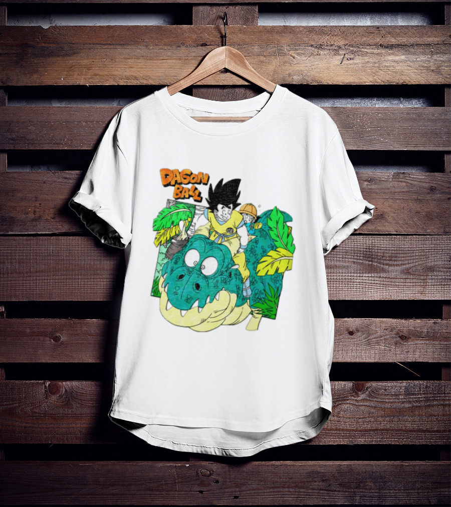 Goku Gohan Riding Dinosaur Dragon Ball Adventure Scene T-Shirt