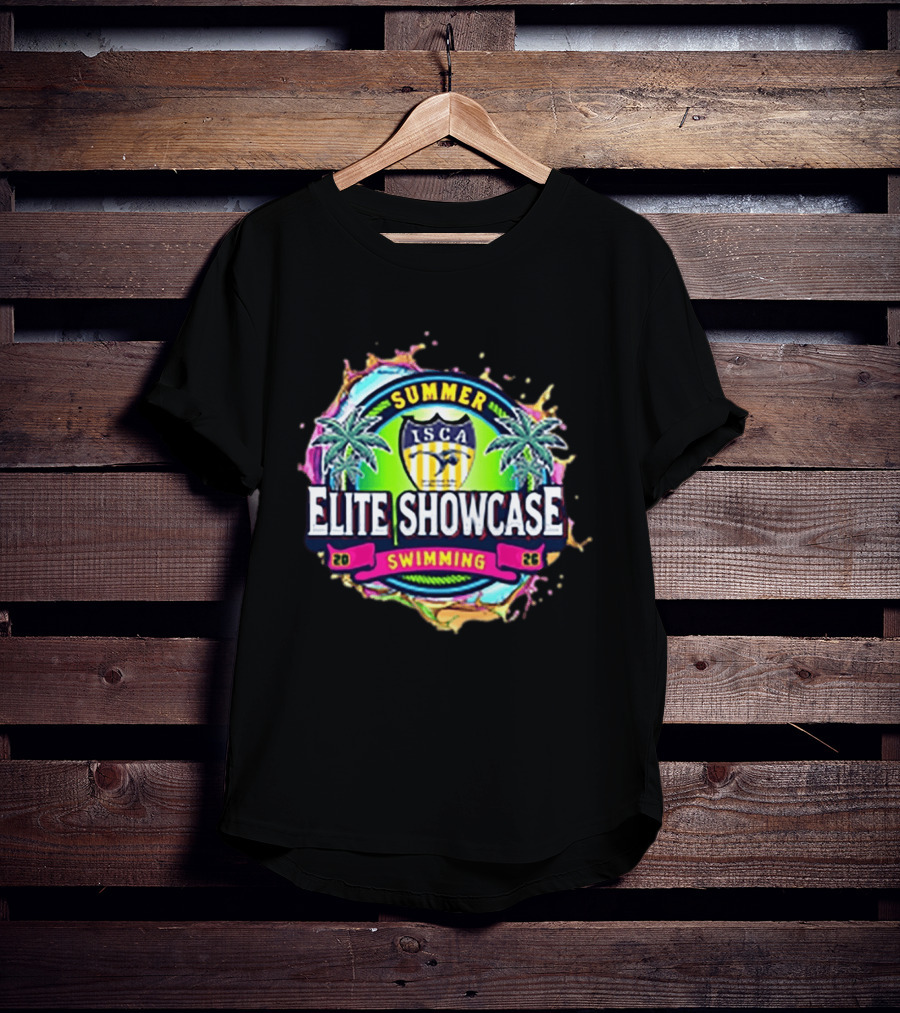 SUMMER ISCA Elite Showcase Swimming 2026 Event With Palm Trees And Splash T-Shirt
