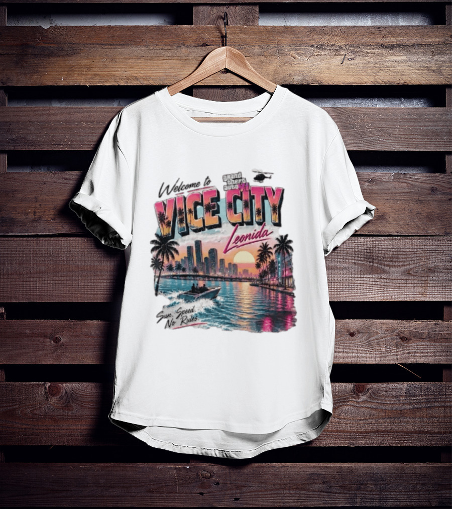 Welcome To Vice City GTA VI Sun Speed No Rules Leonida T-Shirt
