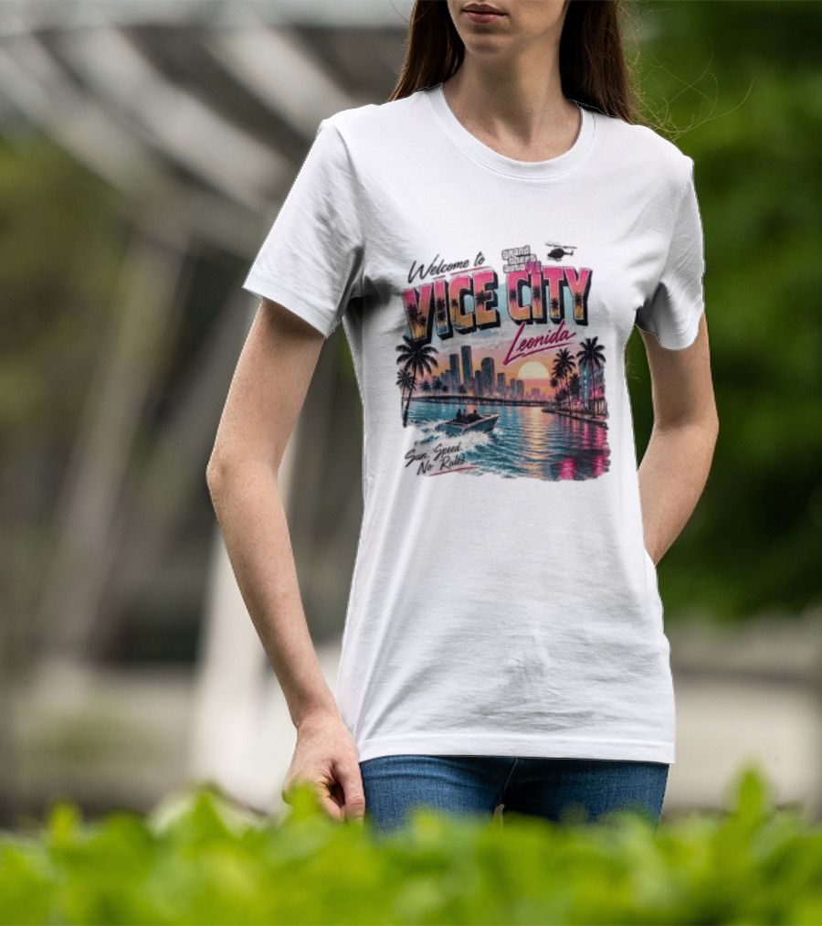 Welcome To Vice City GTA VI Sun Speed No Rules Leonida T-Shirt
