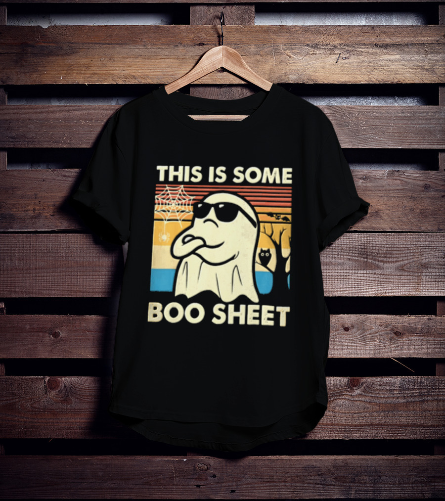 This Is Some Boo Sheet Sunset Ghost Sunglasses Tree T-Shirt