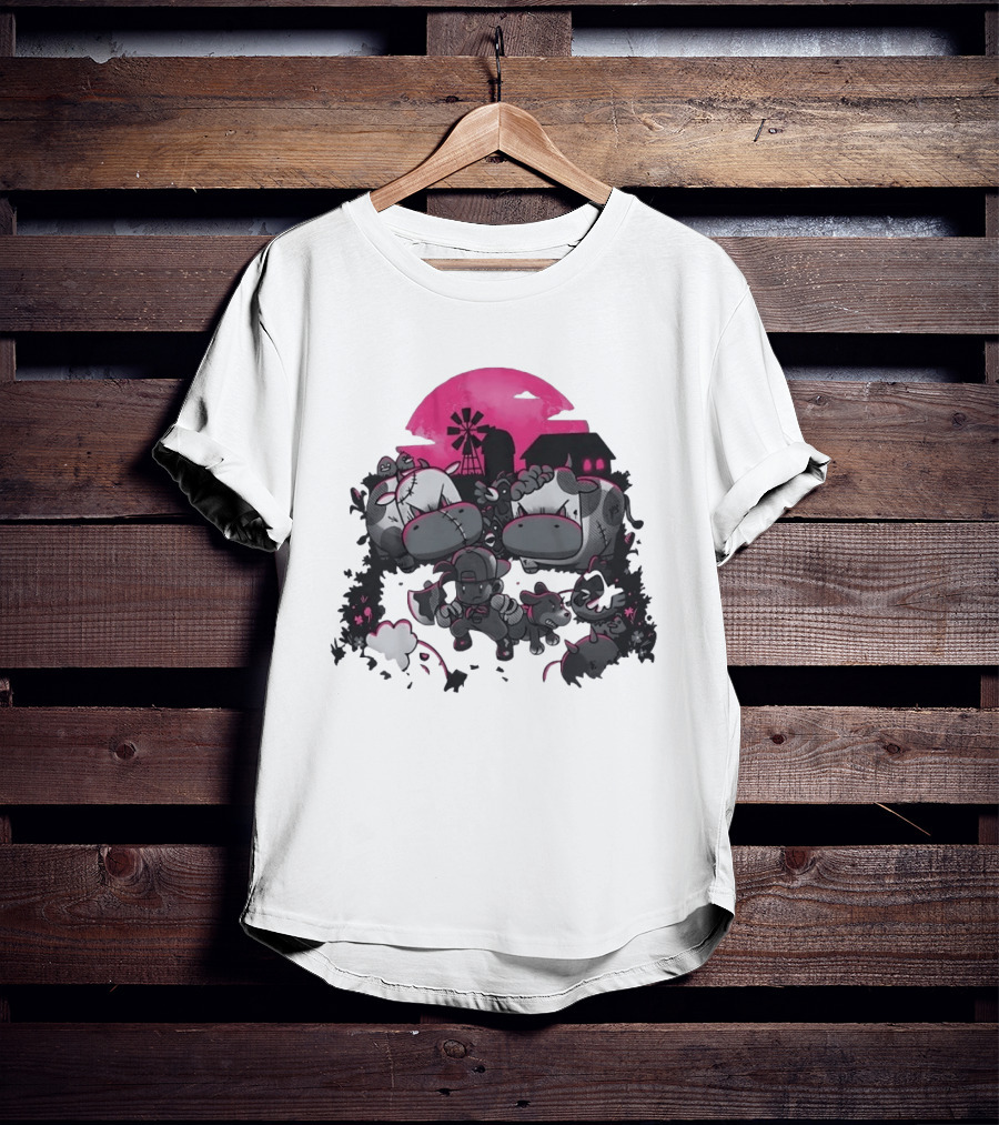 Zombie Farm Undead Creepy Cows Horror Scene T-Shirt