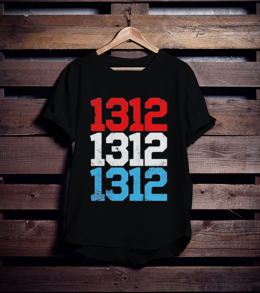 1312 ACAB Distressed Protest Red White Blue Stacked T-Shirt