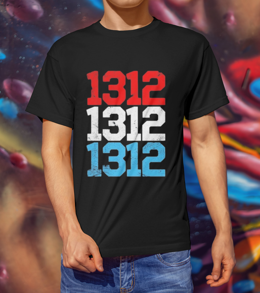 1312 ACAB Distressed Protest Red White Blue Stacked T-Shirt