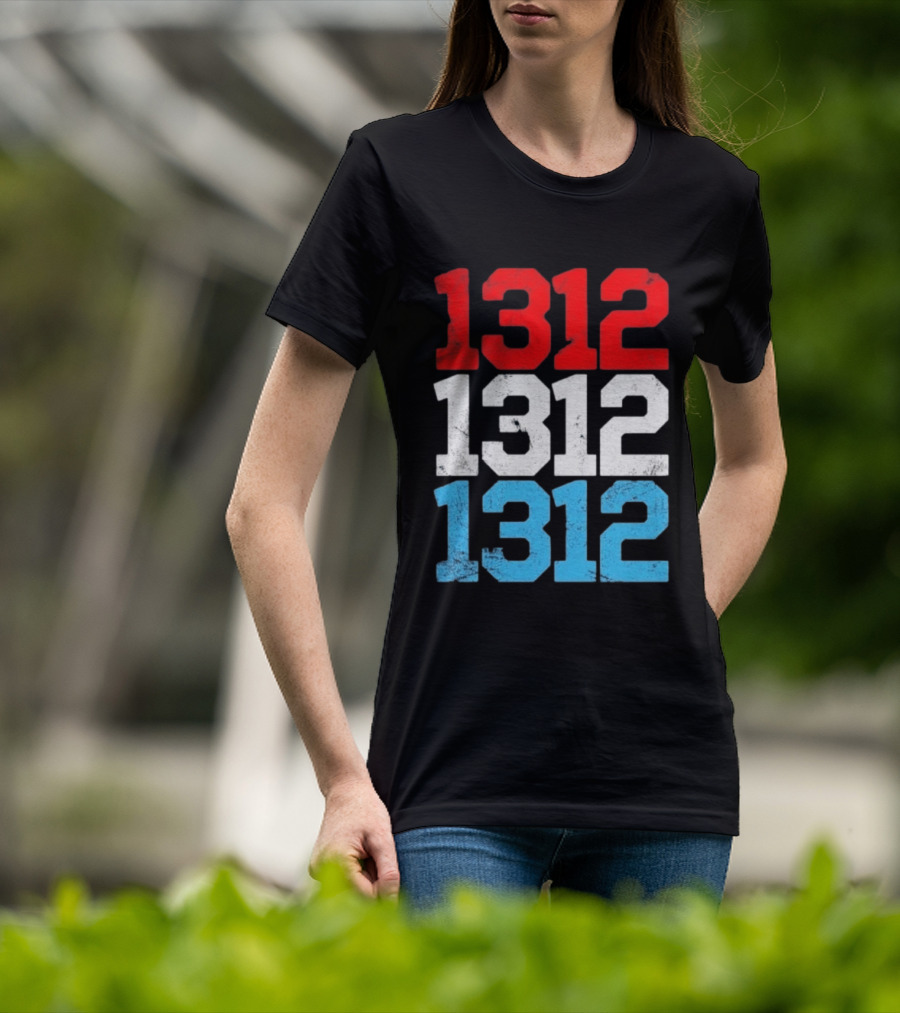 1312 ACAB Distressed Protest Red White Blue Stacked T-Shirt