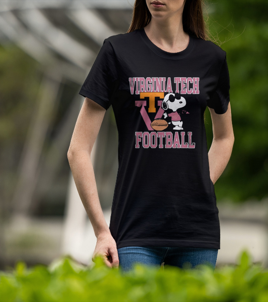 Virginia Tech Football Snoopy Let's Go Hokies T-Shirt