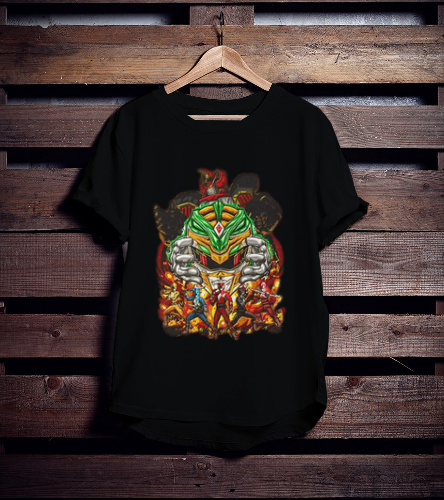 Mighty Morphin Power Rangers Green Ranger Red Ranger Megazord Characters T-Shirt