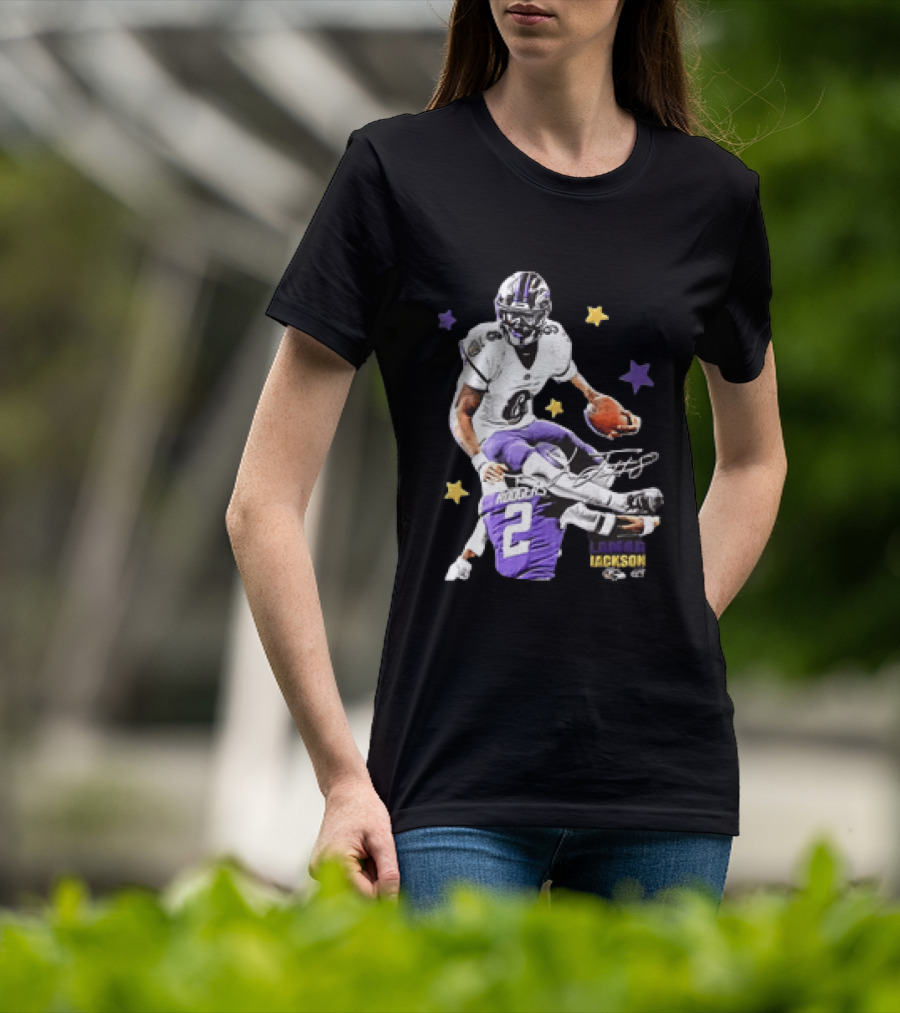 Lamar Jackson Baltimore Ravens Stars Rodgers 2 NFL T-Shirt