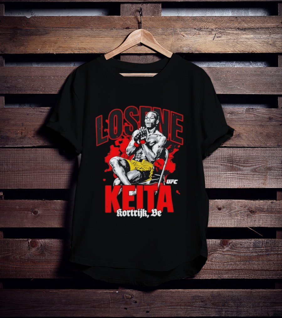 Losene Keita UFC Kortrijk Be MMA Fighter Pose In Bold Red And Yellow T-Shirt