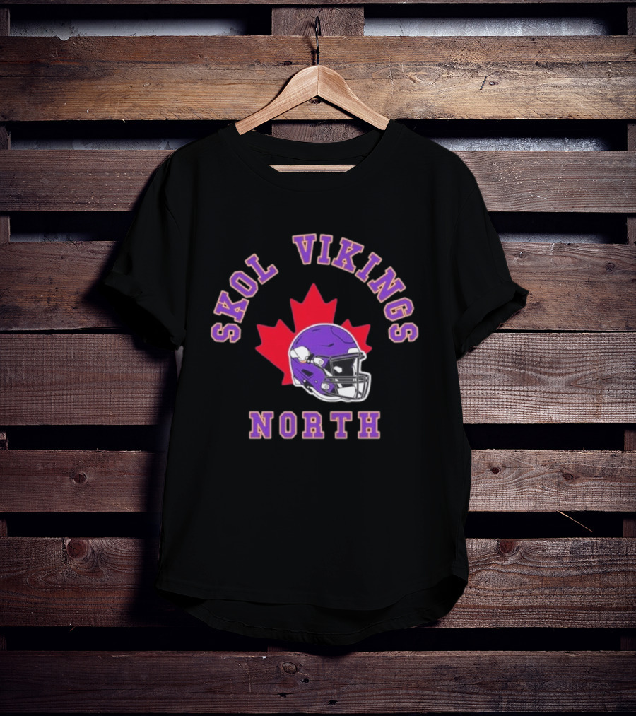 Skol Vikings North Canada 2026 Football Helmet Red Maple Leaf T-Shirt