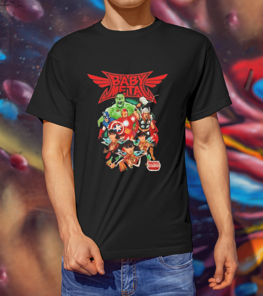 Babymetal X Marvel Zombies Avengers Collaboration May 2012 Heavy Metal T-Shirt