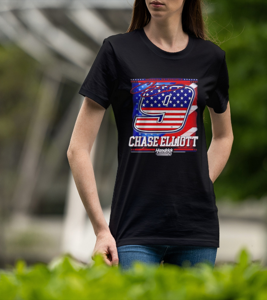 Chase Elliott 9 Hendrick Motorsports American Flag Racing T-Shirt