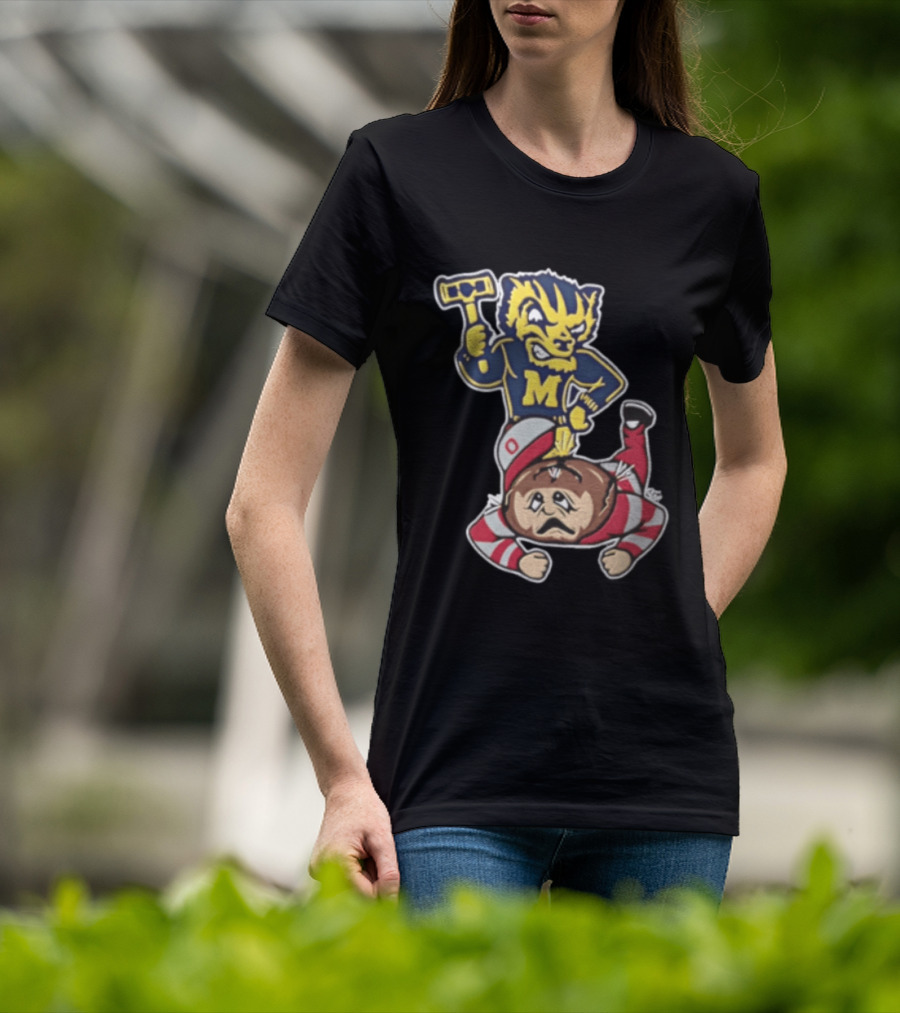 Michigan Wolverines Vs Ohio State Buckeyes Football Rivalry Mascot Showdown T-Shirt