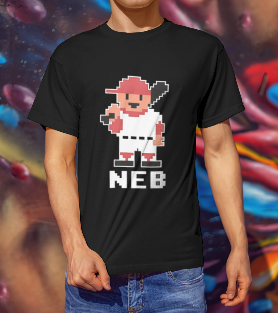 Nebraska Cornhuskers 8 Bit Baseball Player NEB T-Shirt