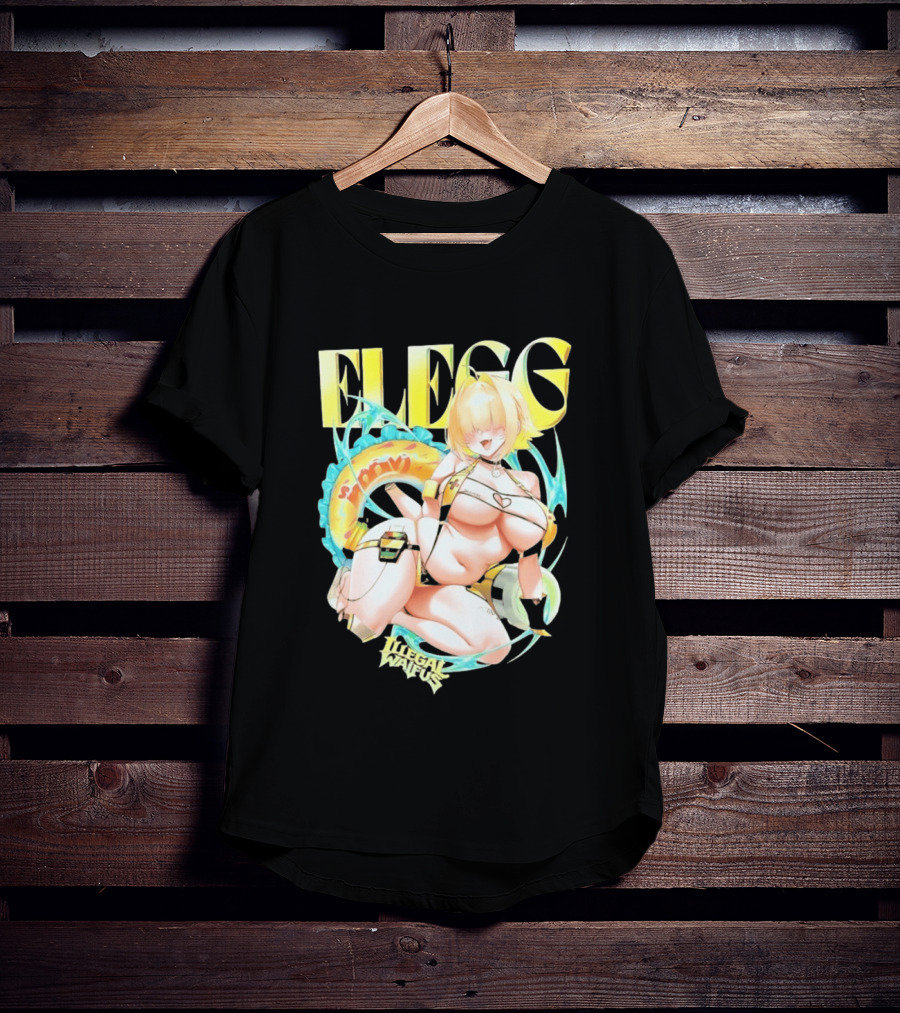 Elegg Illegal Waifus Electric Anime Character Beach Vibes T-Shirt