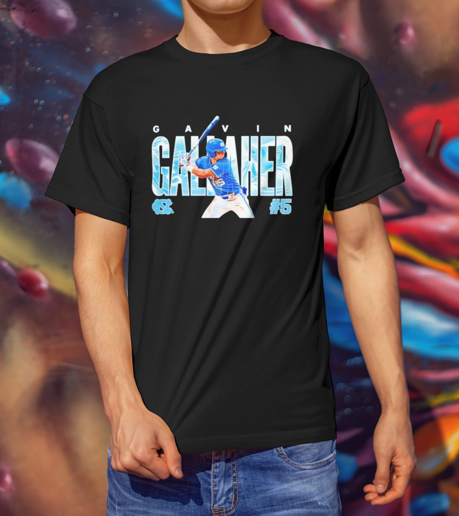 Gavin Gallaher #5 University Of North Carolina Tar Heels NCAA Baseball Player T-Shirt