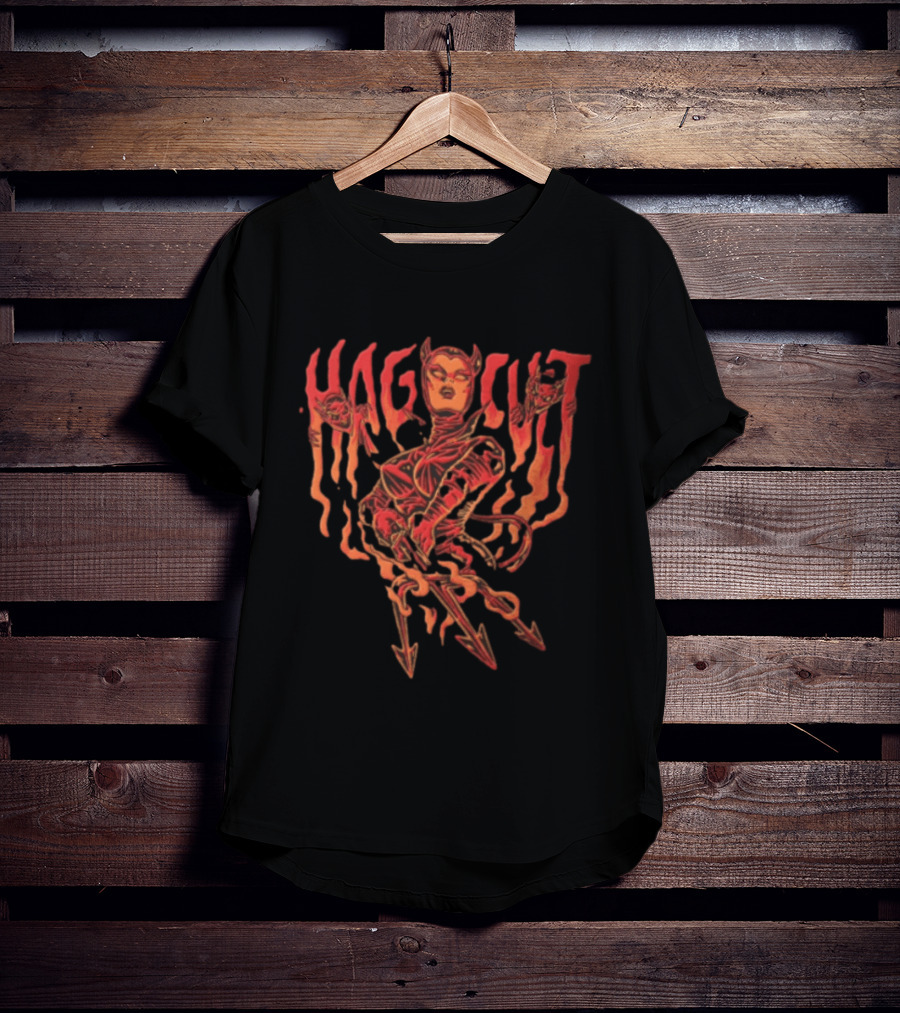 Hag Cult Demon Girl Trident Hellfire Occult T-Shirt