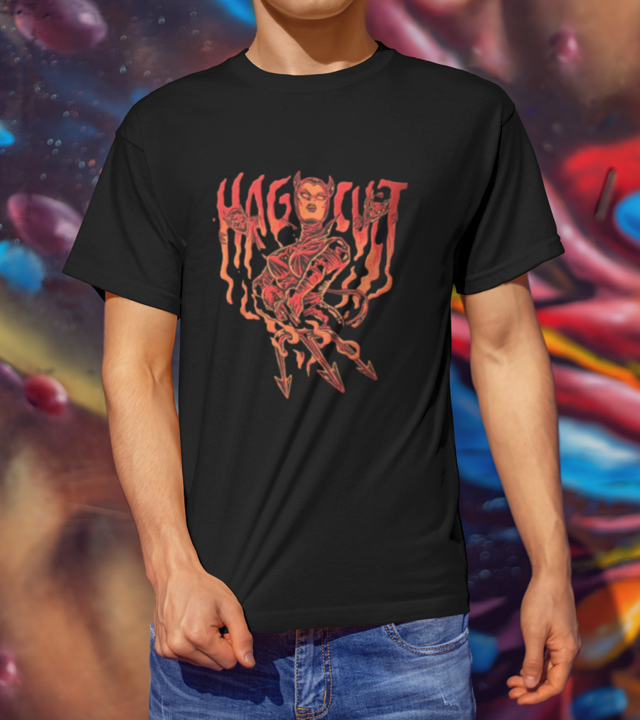 Hag Cult Demon Girl Trident Hellfire Occult T-Shirt