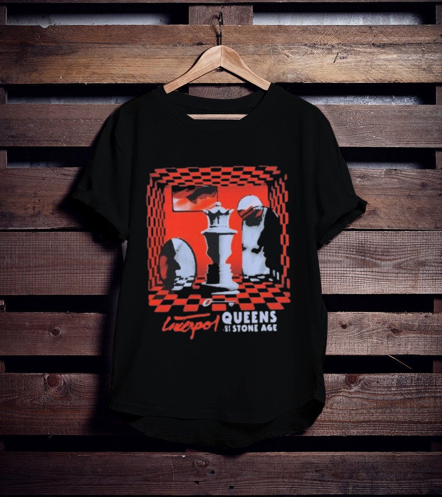 Interpol Gig At Estadio Ciudad De Los Deportes Mexico March 6 2027 Featuring Queens Of The Stone Age Chess Visuals T-Shirt