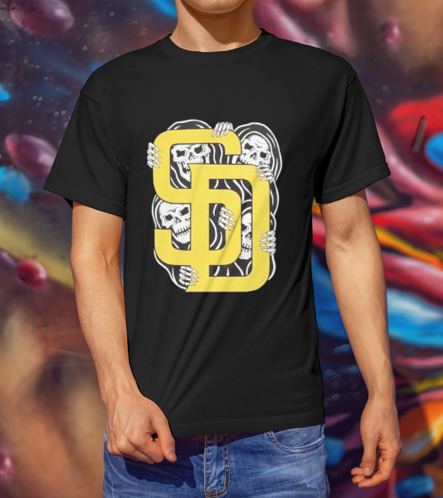 San Diego Padres SD Yellow Grim Reaper Skeletons T-Shirt