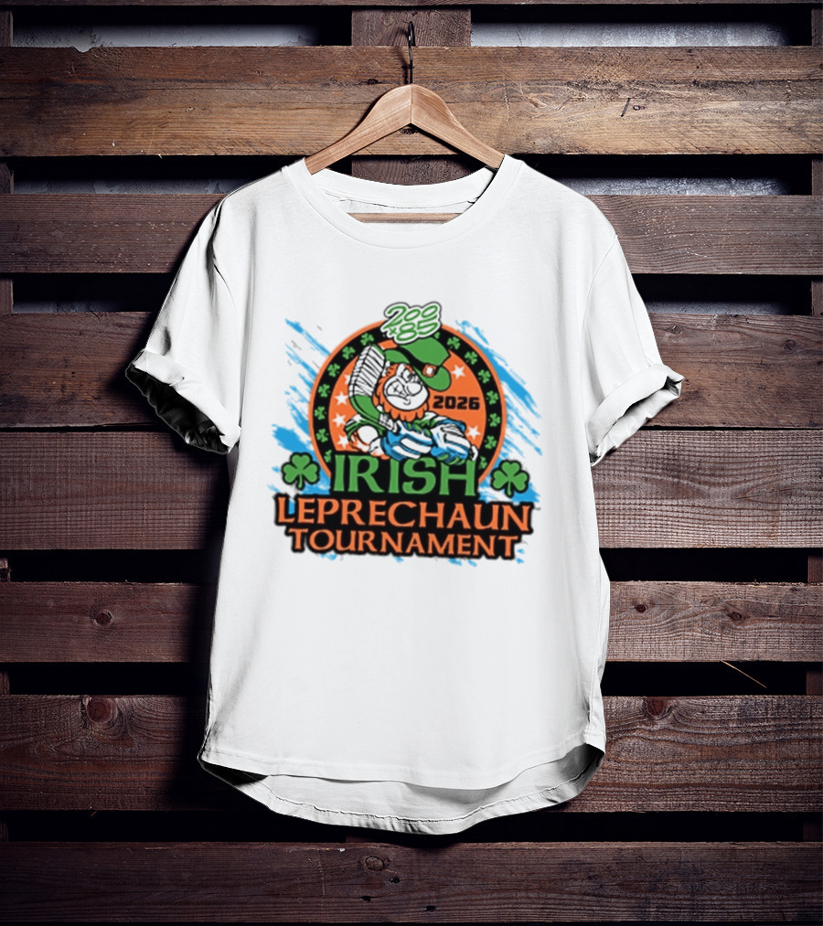 Irish Leprechaun Tournament 2026 Clover Emblem And Green Hat Celebration T-Shirt