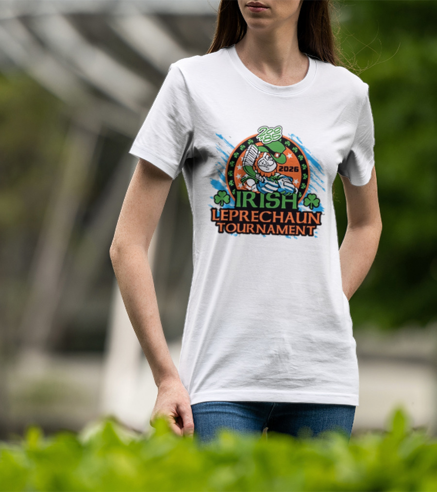 Irish Leprechaun Tournament 2026 Clover Emblem And Green Hat Celebration T-Shirt