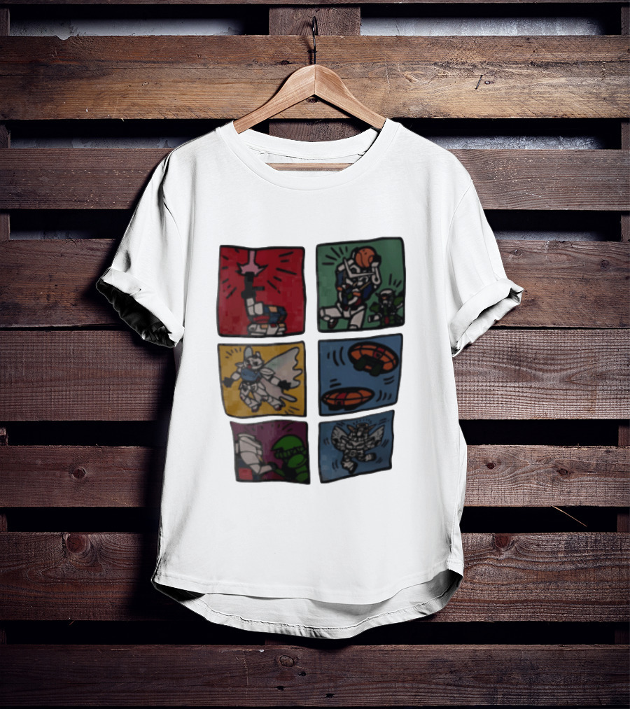 Keith Haring Japanese Mecha Robot Comic Panels Pop Cartoon T-Shirt