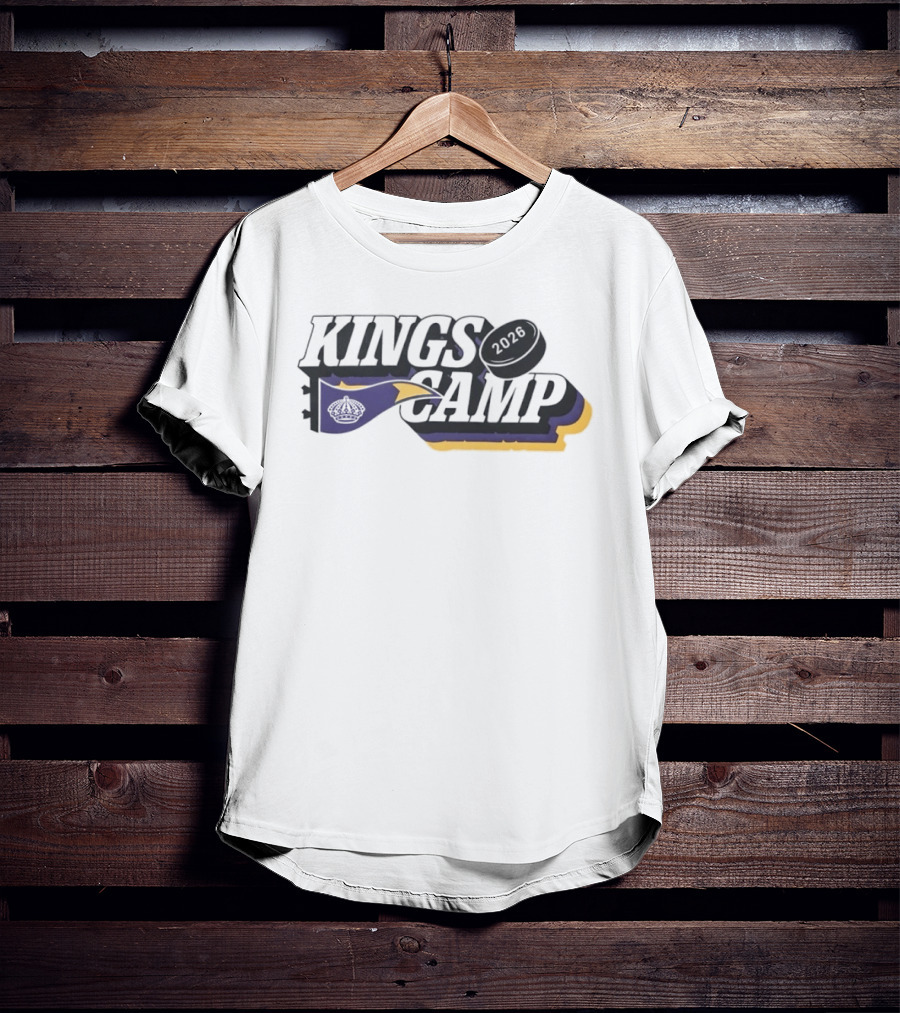 Kings Camp 2026 Hockey Sports Banner Whistle Puck T-Shirt